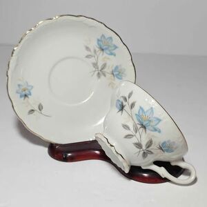 Blue Flowers Teacup and Saucer Vintage Japan